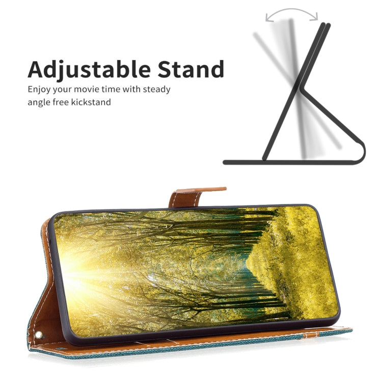 Para Nokia G22 Color Block Denim Texture Leather Phone Case (Verde)