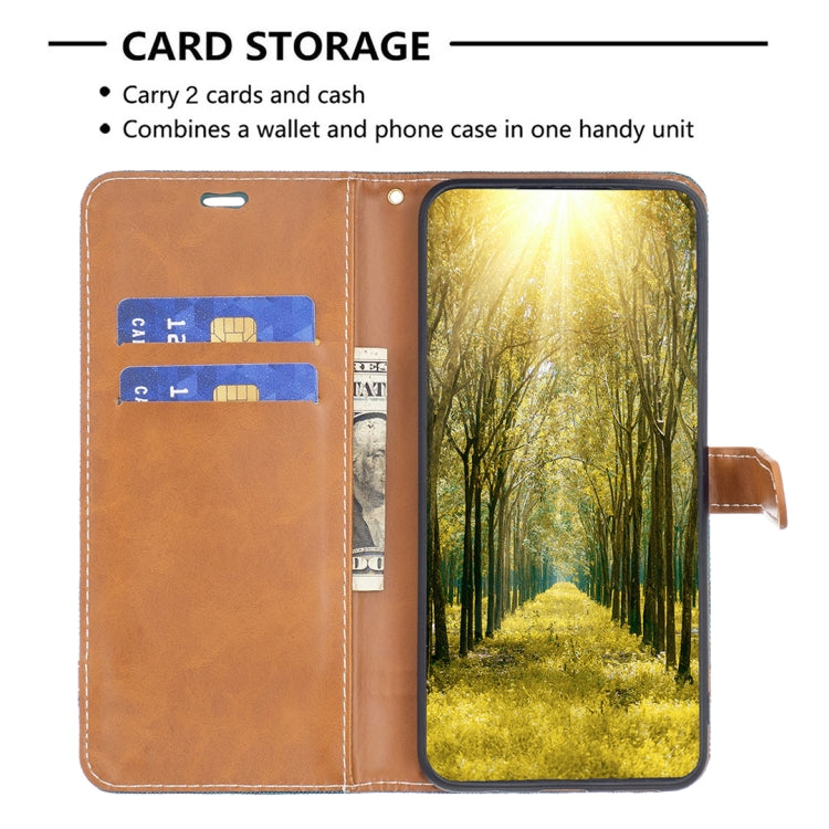 Para Nokia G22 Color Block Denim Texture Leather Phone Case (Verde)