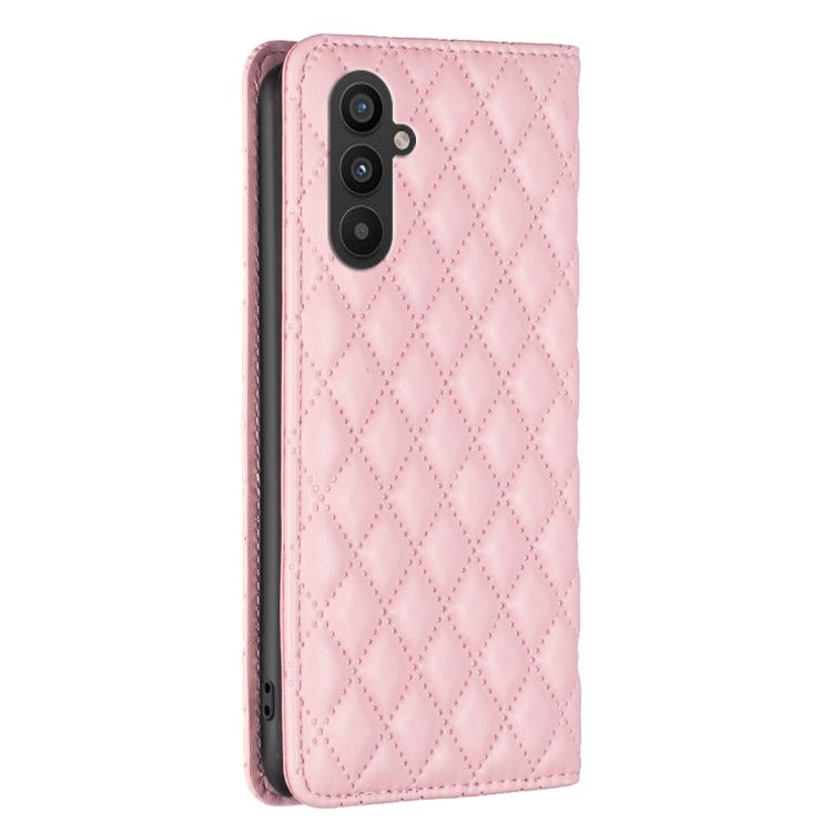 Para Samsung Galaxy A24 4G Diamond Lattice Magnetic Leather Flip Phone Case (Rosa)