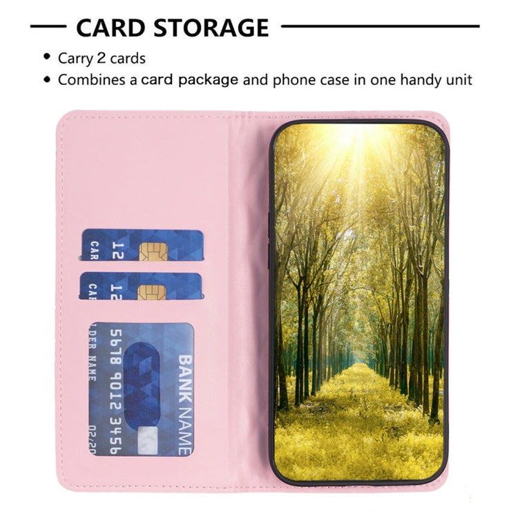 Para Samsung Galaxy A24 4G Diamond Lattice Magnetic Leather Flip Phone Case (Rosa)
