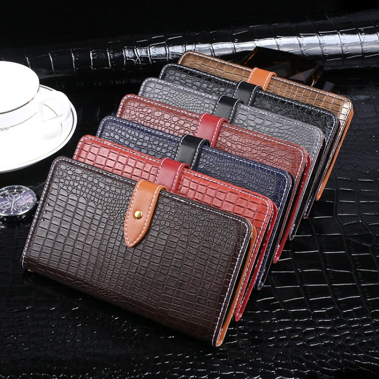 Para Huawei Enjoy 10s Funda de cuero con tapa horizontal con textura de cocodrilo idewei con soporte, ranuras para tarjetas y billetera (negro)