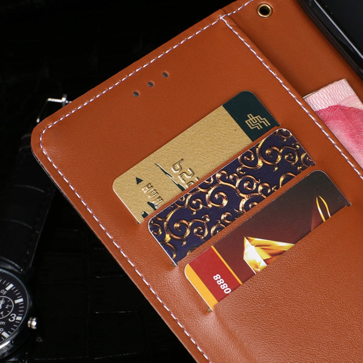 Para Huawei Enjoy 10s Funda de cuero con tapa horizontal con textura de cocodrilo idewei con soporte, ranuras para tarjetas y billetera (azul oscuro)