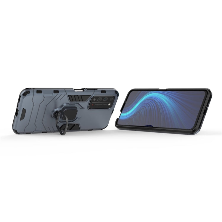 Para Huawei Honor X10 5G PC + TPU Funda protectora a prueba de golpes con soporte para anillo magnético (azul marino)