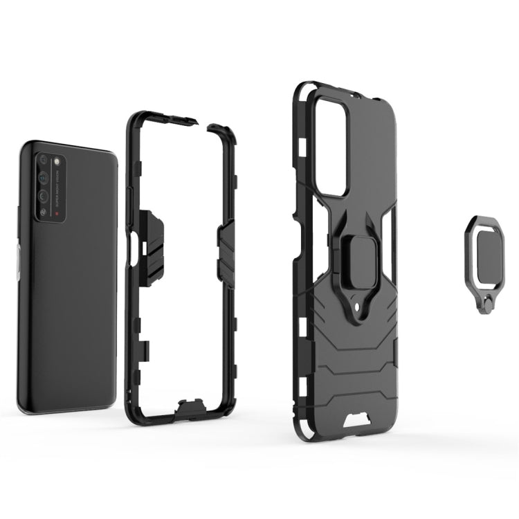 Para Huawei Honor X10 5G PC + TPU Funda protectora a prueba de golpes con soporte para anillo magnético (azul marino)
