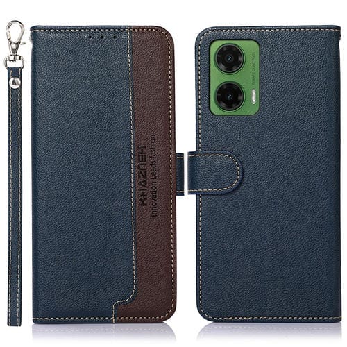 Funda de Cuero Khazneh RFID para Motorola Moto G35 5G (Azul)