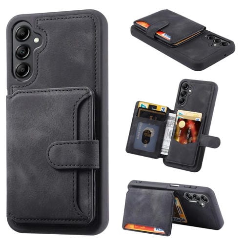 Funda para Teléfono Samsung Galaxy A35 5G Skin Feel Dream con Bolsa para Tarjeta de PU Antirrobo (Negro)