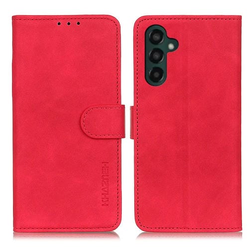 Funda para Teléfono Samsung Galaxy A55 5G Khazneh Cuero Tapa Horizontal Textura Retro (Rojo)