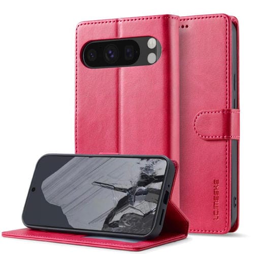 Funda de piel con textura de becerro LC.IMEEKE para Google Pixel 10 Pro XL (roja)