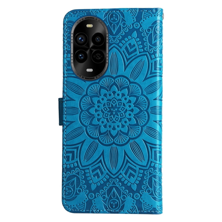 Funda de Piel con Relieve de Girasol para Huawei Nova 13 Pro (Azul)
