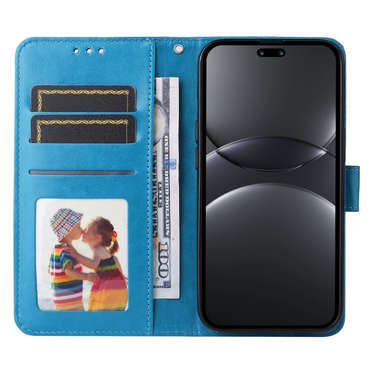 Funda de Piel con Relieve de Girasol para Huawei Nova 13 Pro (Azul)