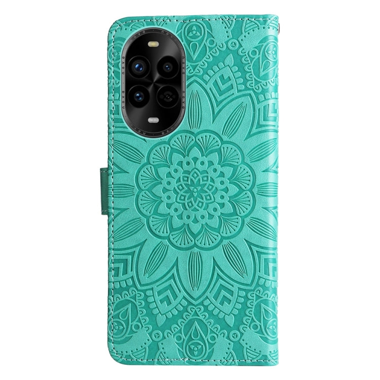 Funda de Piel con Relieve de Girasol para Huawei Nova 13 Pro (Verde)
