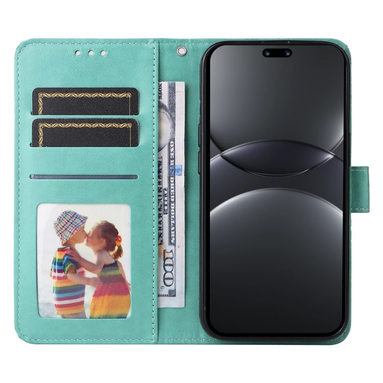 Funda de Piel con Relieve de Girasol para Huawei Nova 13 Pro (Verde)