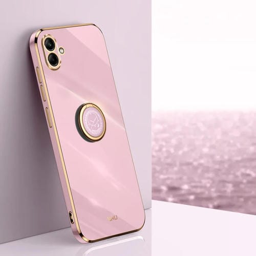 Estuche para Teléfono Xinli Samsung Galaxy A04E 4G TPU Electrochapado 6D Borde Recto Soporte Anillo (Púrpura Cereza)