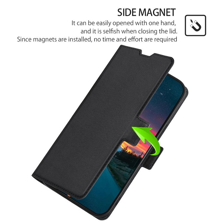 Funda de Cuero con Tapa Horizontal y Hebilla Lateral Ultrafina para OnePlus Ace 3 Pro 5G (Negra)