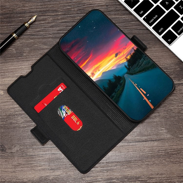 Funda de Cuero con Tapa Horizontal y Hebilla Lateral Ultrafina para OnePlus Ace 3 Pro 5G (Negra)