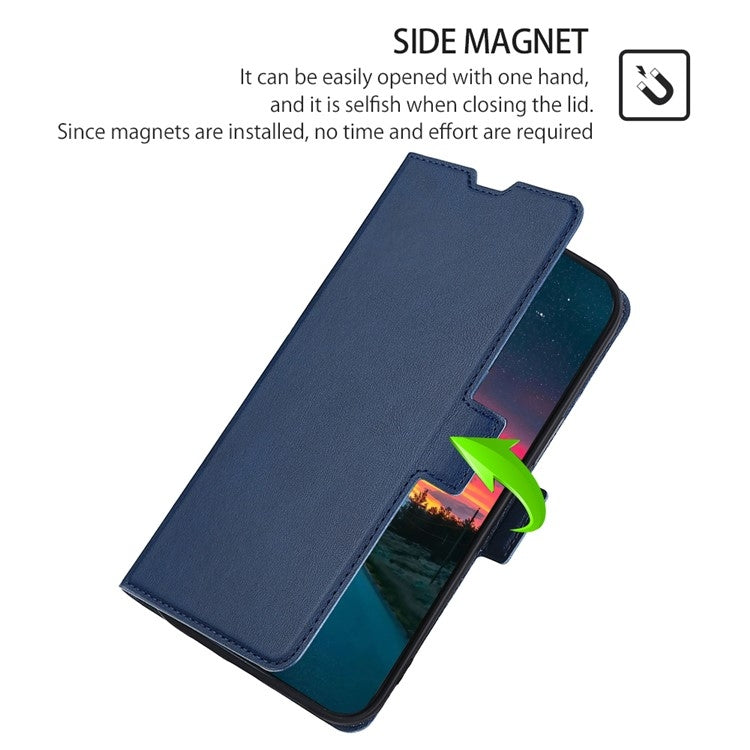 Funda de Cuero con Tapa Horizontal y Hebilla Lateral Ultrafina para OnePlus Ace 3 Pro 5G (Azul)