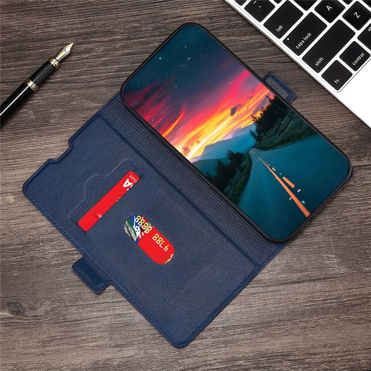 Funda de Cuero con Tapa Horizontal y Hebilla Lateral Ultrafina para OnePlus Ace 3 Pro 5G (Azul)