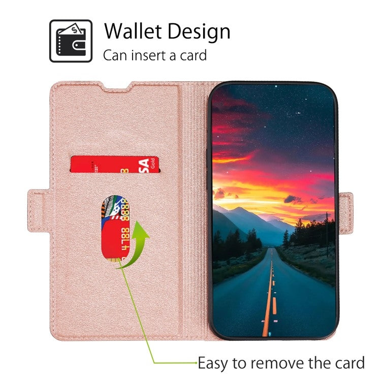 Funda de Cuero con Tapa Horizontal y Hebilla Lateral para OnePlus Ace 3 Pro 5G (Oro Rosa)