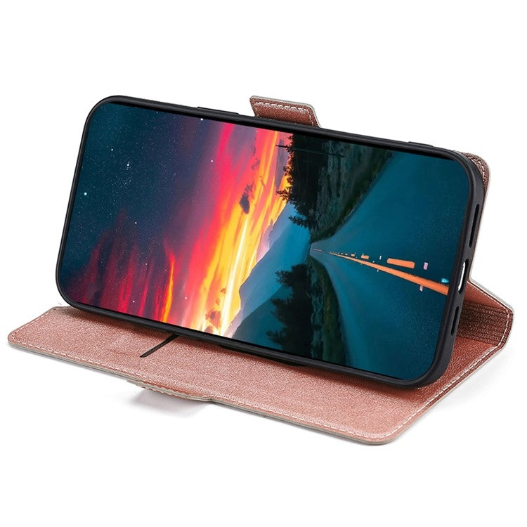 Funda de Cuero con Tapa Horizontal y Hebilla Lateral para OnePlus Ace 3 Pro 5G (Oro Rosa)