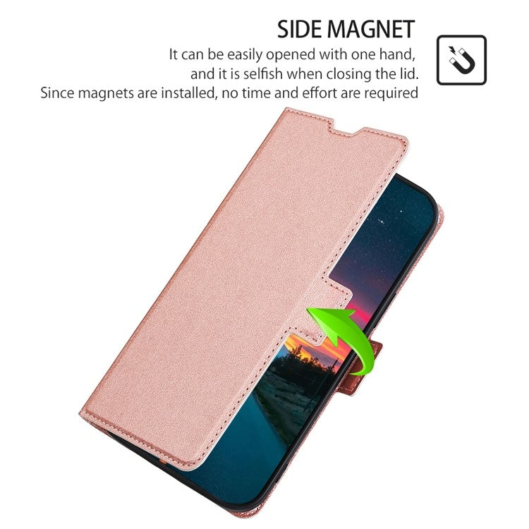 Funda de Cuero con Tapa Horizontal y Hebilla Lateral para OnePlus Ace 3 Pro 5G (Oro Rosa)