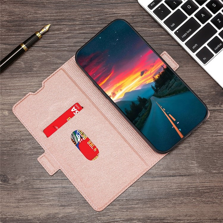 Funda de Cuero con Tapa Horizontal y Hebilla Lateral para OnePlus Ace 3 Pro 5G (Oro Rosa)