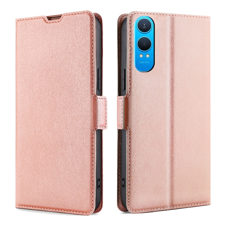 Funda de Cuero con Tapa Horizontal y Hebilla Lateral Ultrafina para OnePlus Nord Ce 4 Lite 5G (Oro Rosa)