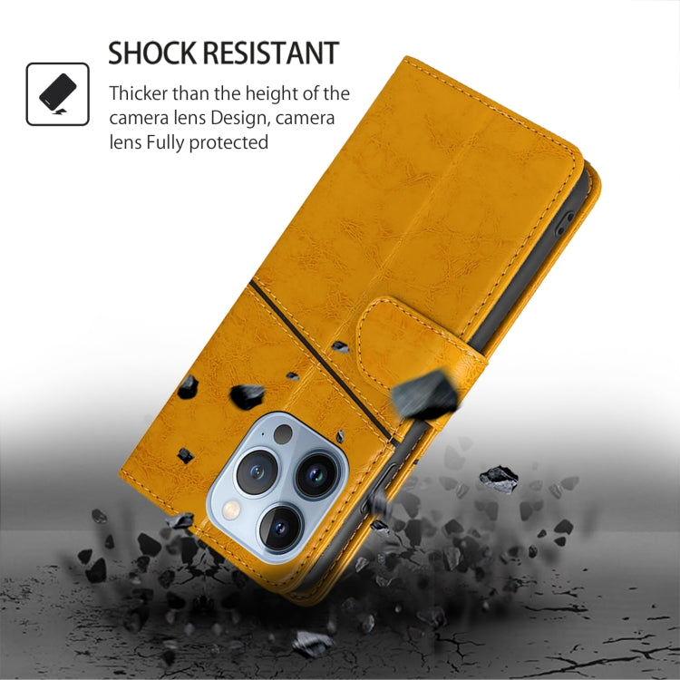 Funda de Cuero para OnePlus Ace 3 Pro 5G con Costuras Geométricas (Amarillo)