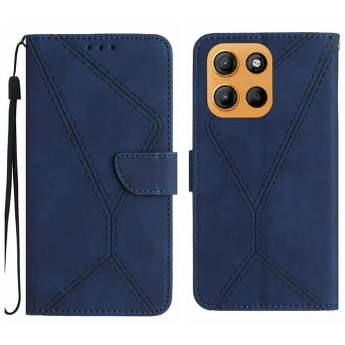 Funda de Cuero con Relieve y Costuras para Motorola Moto G Stylus 5G (2025) (Azul)