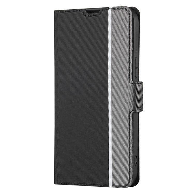 Funda de Cuero con Textura de Sarga y Botones Laterales para OnePlus Nord Ce 4 Lite 5G (Negro)