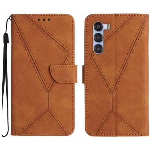 Funda de Cuero con Relieve y Costuras para ZTE Nubia S 5G A403Zt (Marrón)