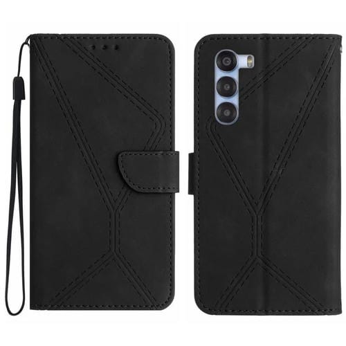 Funda de Cuero con Relieve y Costuras para ZTE Nubia S 5G A403Zt (Negra)