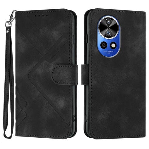Funda de Cuero Huawei Nova 12 Pro y Nova 12 Ultra diseño de Líneas y Tacto Suave (Negra)