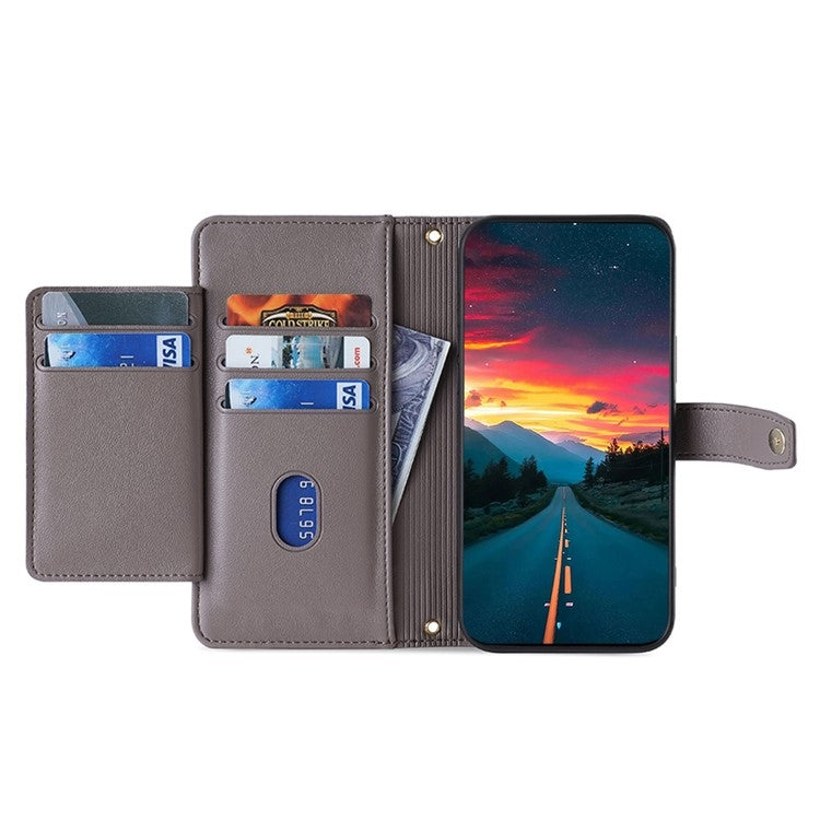 Funda de Cuero para OnePlus Nord Ce 4 Lite 5G con Cremallera y Diseño de Oveja (Gris)