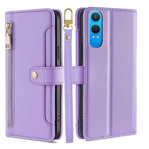Funda de Cuero con Cremallera para OnePlus Nord CE 4 Lite 5G (Morado)