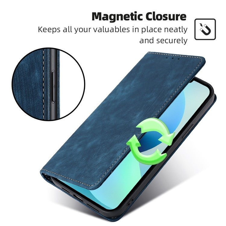 Funda de Cuero Magnética Antirrobo Rfid para OnePlus Nord Ce 4 Lite 5G (Azul)