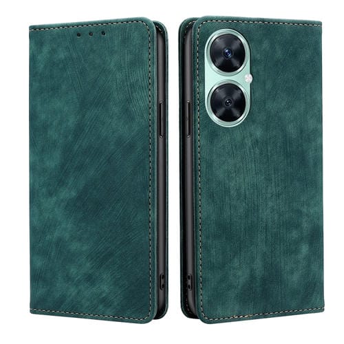 Funda de Cuero Magnética para Huawei Enjoy 60 Pro y Nova 11I con Rfid y Cepillo Antirrobo (Verde)