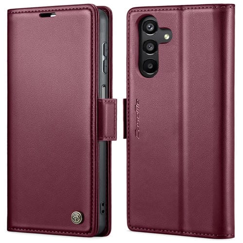 Funda para Samsung Galaxy A24 4G Caseme 023 Hebilla de Mariposa Litchi Texture Rfid Antirrobo (Rojo Vino)