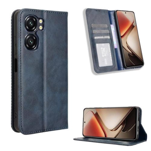 Funda de Cuero con Textura Retro y Hebilla Magnética para Oukitel C58/C58 Pro (Azul)