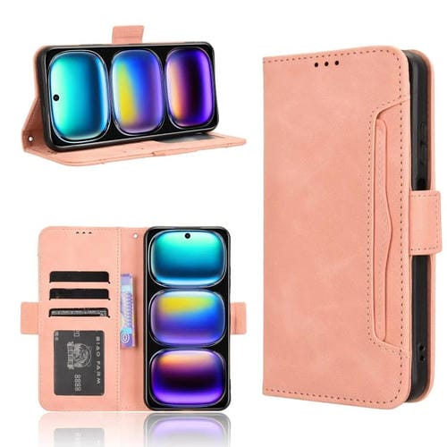 Funda de Cuero con Textura de Piel de Becerro y Ranuras para Tarjetas para Infinix Hot 50I 4G / Smart 9 4G (Rosa)