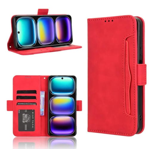 Funda de Cuero con Textura de Piel de Becerro y Ranuras para Tarjetas para Infinix Hot 50I 4G / Smart 9 4G (Rojo)