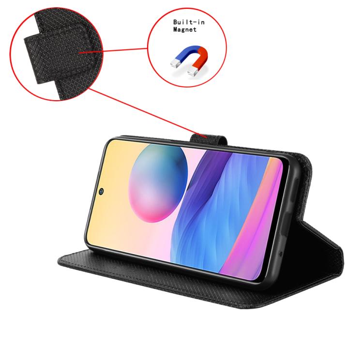 Funda de Cuero con Textura de Diamante para TCL 50 Nxtpaper 5G (Negra)