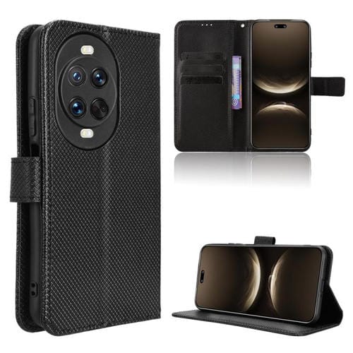 Funda de cuero con textura de diamante para Huawei Nova 14 5G (negra)