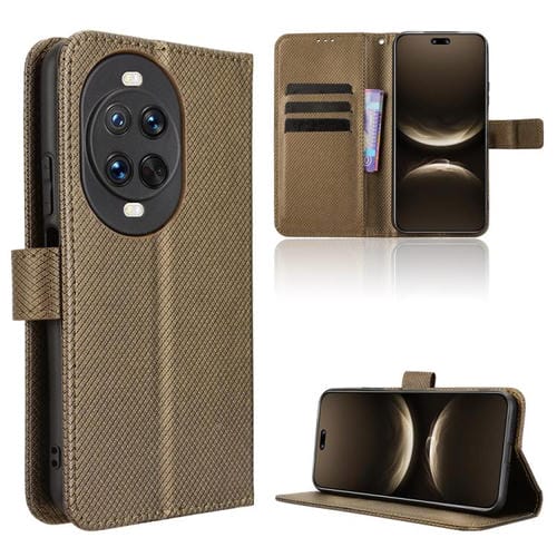 Funda de cuero con textura de diamante para Huawei Nova 14 5G (marrón)