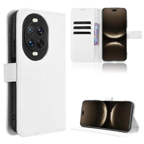 Funda de cuero con textura de diamante para Huawei Nova 14 Pro 5G (blanca)