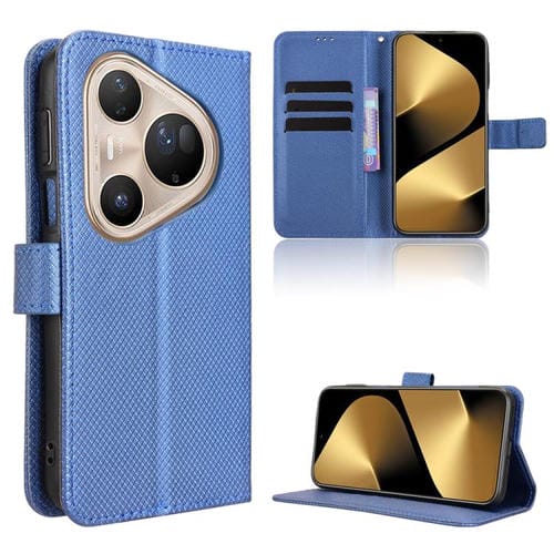 Funda de cuero con textura de diamante para Huawei Pura 80 Ultra 5G (azul)