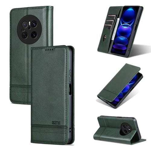 Funda Piel Sintética Azns con Tapa Magnética para Huawei Mate 70 (Verde Oscuro)