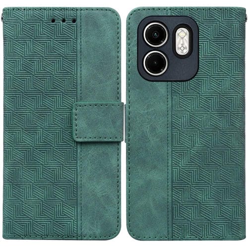 Funda de Cuero con Relieve Geométrico para Teléfono Infinix Hot 50I Smart 9 (Verde)