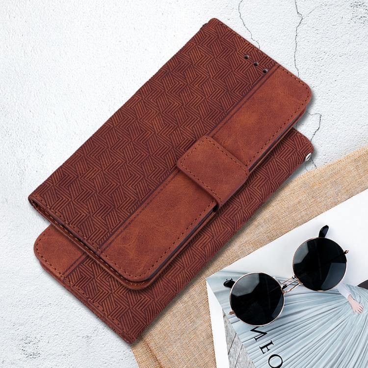 Funda de cuero con relieve geométrico para Infinix Zero 40 4G/5G (marrón)