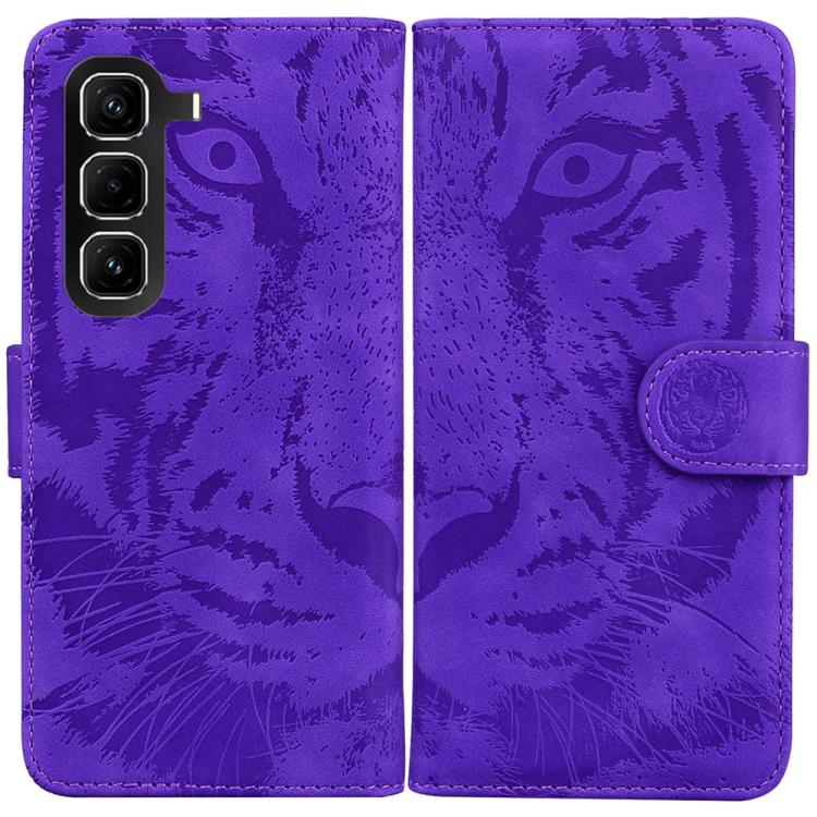 Funda de cuero con tapa y estampado de tigre para Infinix Hot 50 Pro 4G (morado)