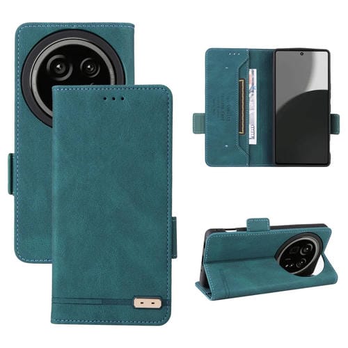 Funda de Cuero para Sharp Aquos R9 Pro con Cierre Magnético (Verde)